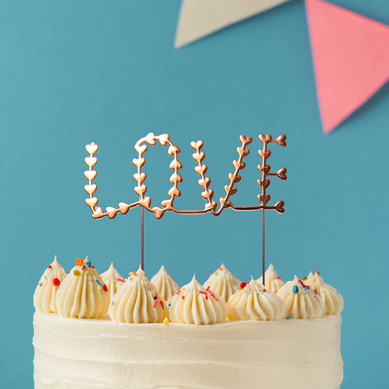 ROSE GOLD Metal Cake Topper - LOVE