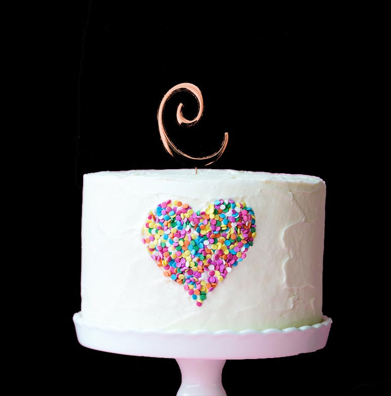 ROSE GOLD Cake Topper (7cm) - LETTER C