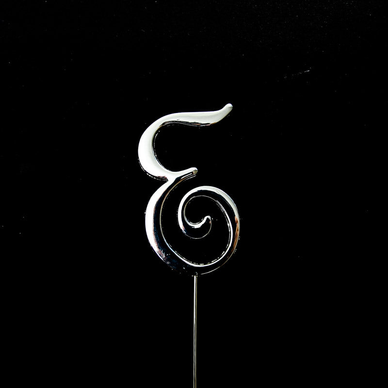 SILVER Cake Topper (7cm) - LETTER E