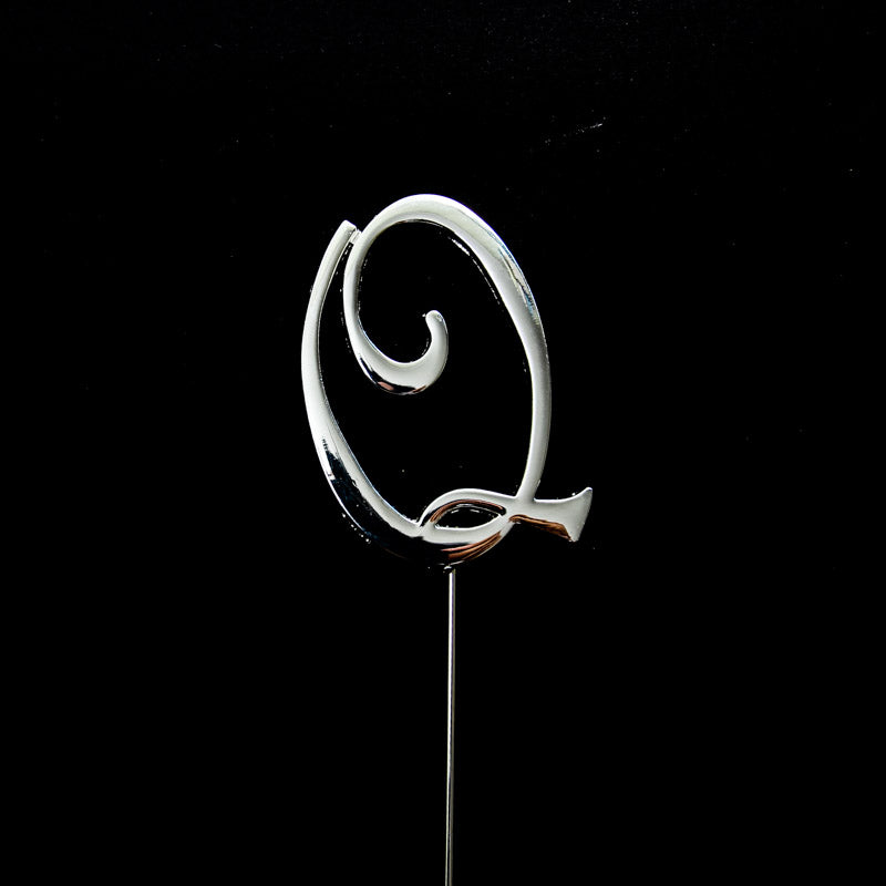 SILVER Cake Topper (7cm) - LETTER Q