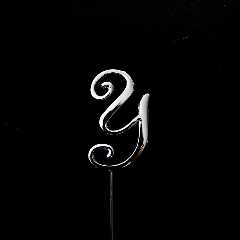 SILVER Cake Topper (7cm) - LETTER Y