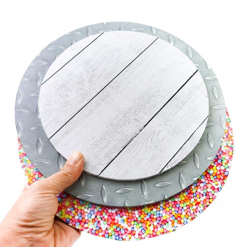 Food Presentation Board (CHECKER PLATE) - 10"" ROUND