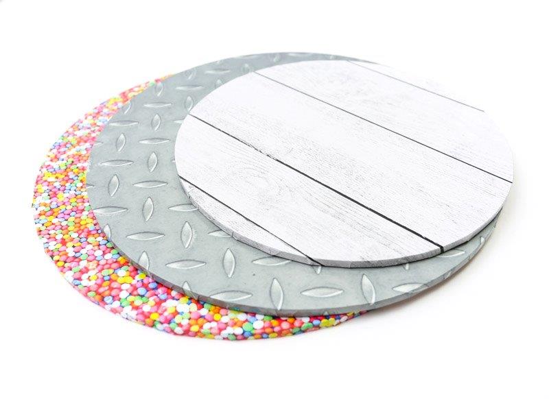Food Presentation Board (CHECKER PLATE) - 12"" ROUND