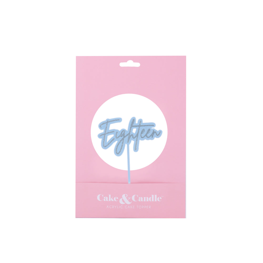 SILVER / LIGHT BLUE Layered Cake Topper - EIGHTEEN