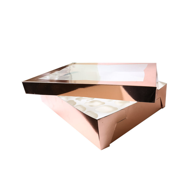 ROSE GOLD Cupcake Box with PVC Window (holds 24 cupcakes)
