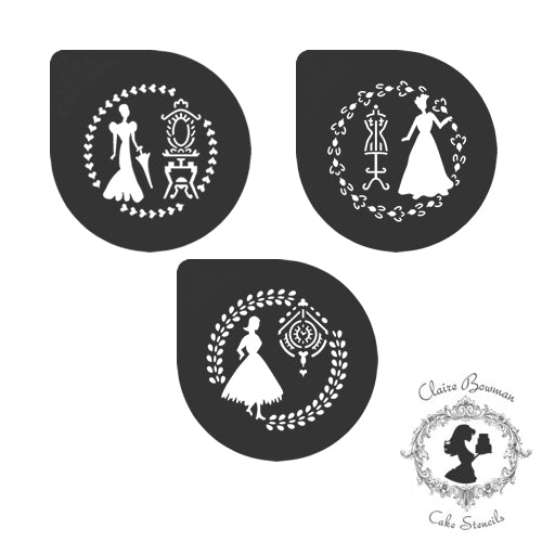 CLASSICAL LADIES (SET OF 3) Stencil - by Claire Bowman