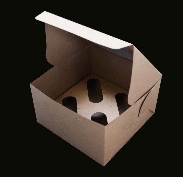 BROWN Cupcake Box with PVC Window (holds 4 cupcakes)