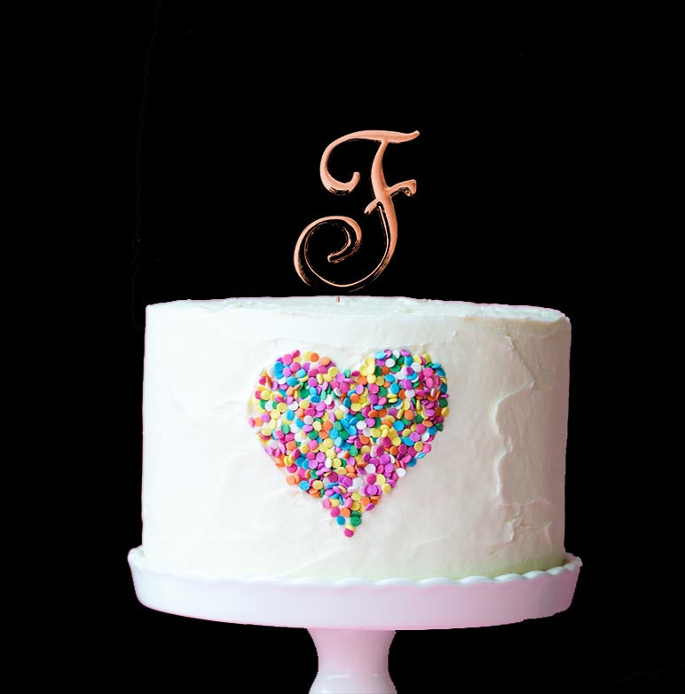 ROSE GOLD Cake Topper (7cm) - LETTER F