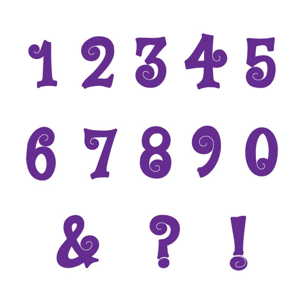 NUMBERS & SYMBOLS SWIRLY Flexabet Onlay - Marvelous Molds