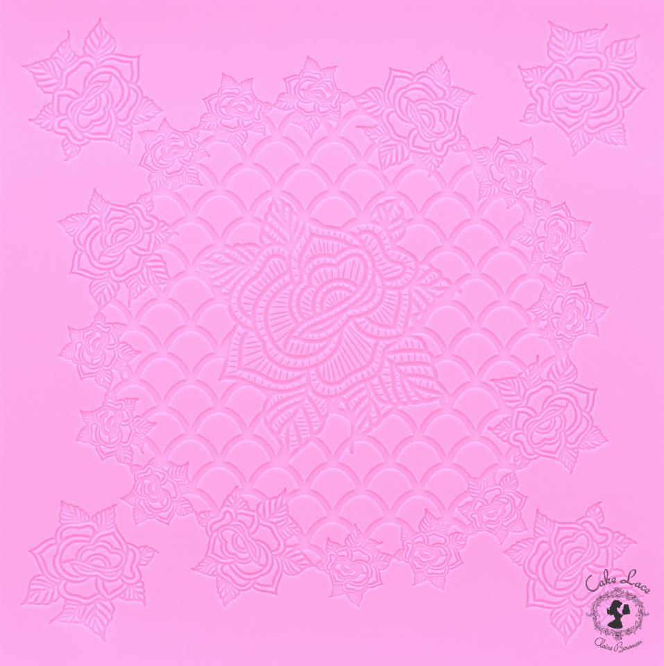 RING OF ROSES 3D Cake Lace Mat - by Claire Bowman