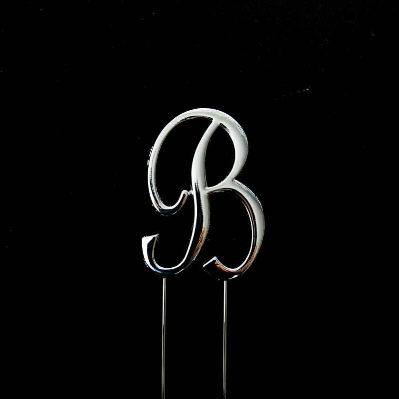 SILVER Cake Topper (7cm) - LETTER B