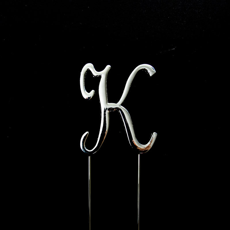 SILVER Cake Topper (7cm) - LETTER K