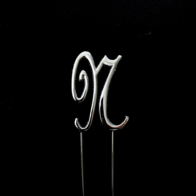 SILVER Cake Topper (7cm) - LETTER N