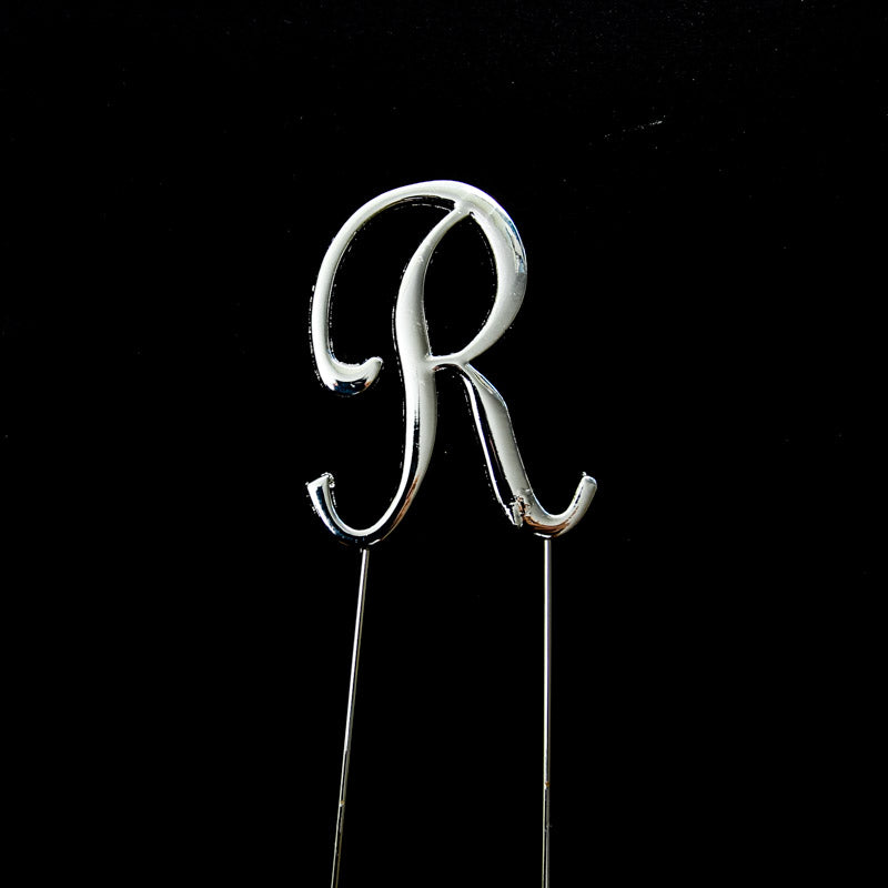 SILVER Cake Topper (7cm) - LETTER R