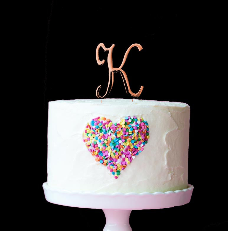 ROSE GOLD Cake Topper (7cm) - LETTER K