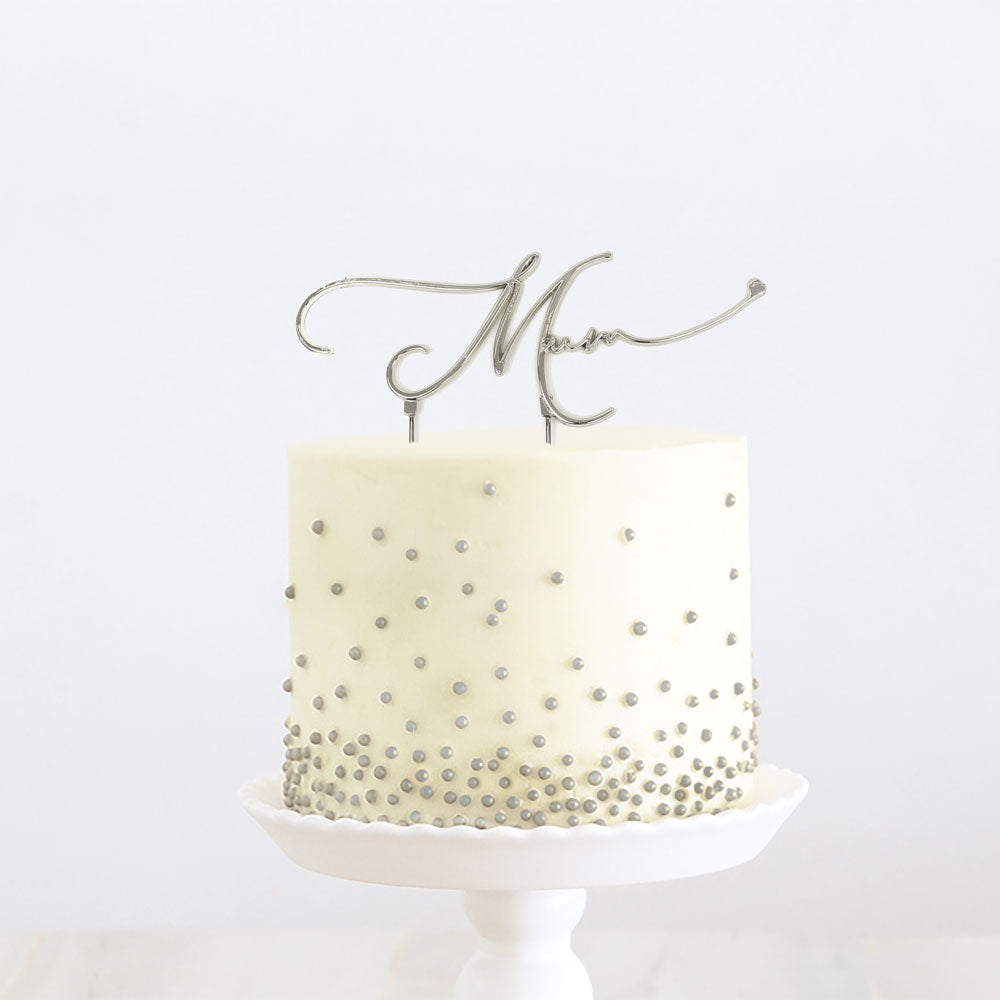 SILVER Metal Cake Topper - MUM