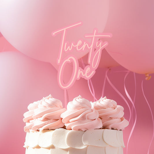 PINK OPAQUE / PINK Layered Cake Topper - TWENTY ONE