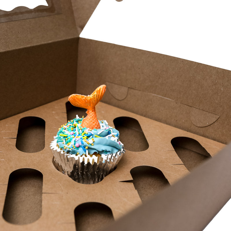 BROWN Cupcake Box with PVC Window (holds 12 cupcakes)