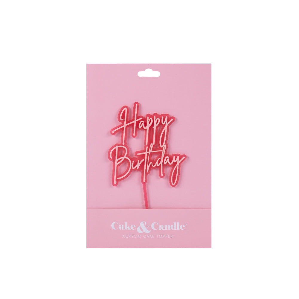 PINK OPAQUE / PINK Layered Cake Topper - HAPPY BIRTHDAY