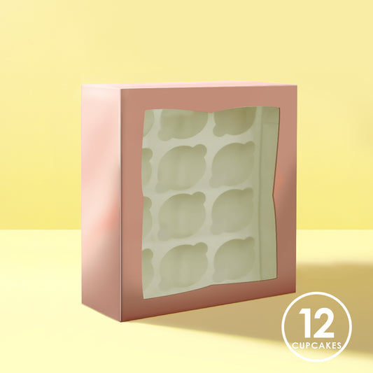 ROSE GOLD Cupcake Box with PVC Window (holds 12 cupcakes)