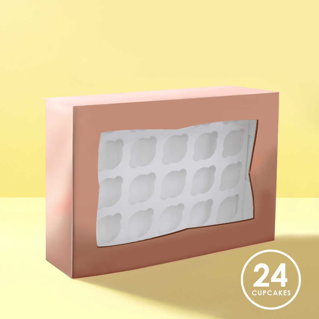 ROSE GOLD Cupcake Box with PVC Window (holds 24 cupcakes)