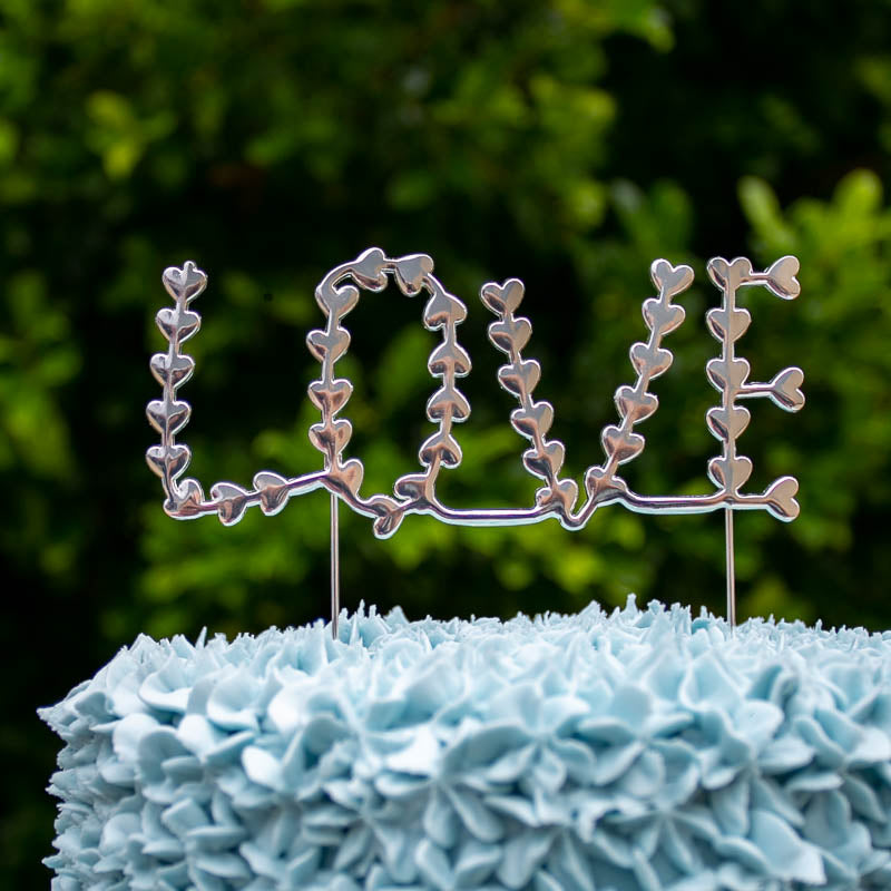 SILVER Metal Cake Topper - LOVE