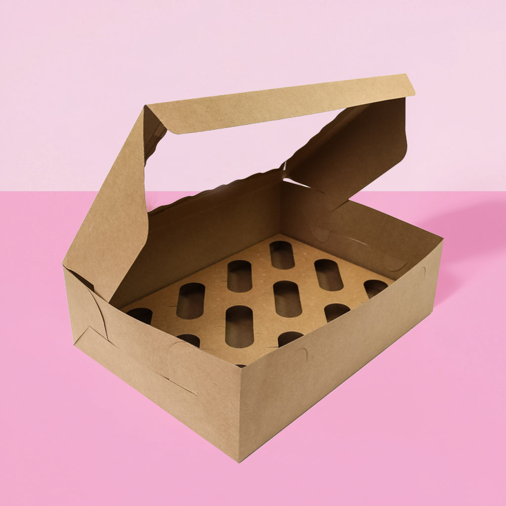 BROWN Cupcake Box with PVC Window (holds 12 cupcakes)