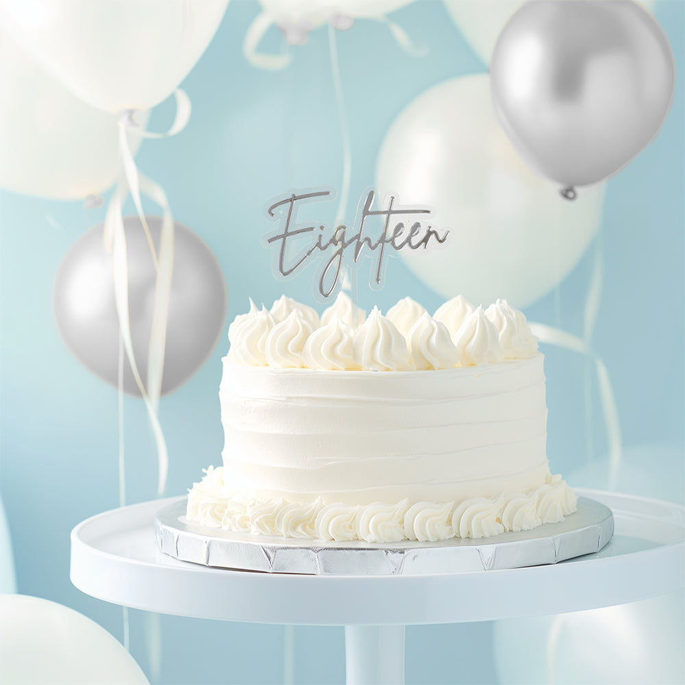 SILVER / CLEAR Layered Cake Topper - EIGHTEEN