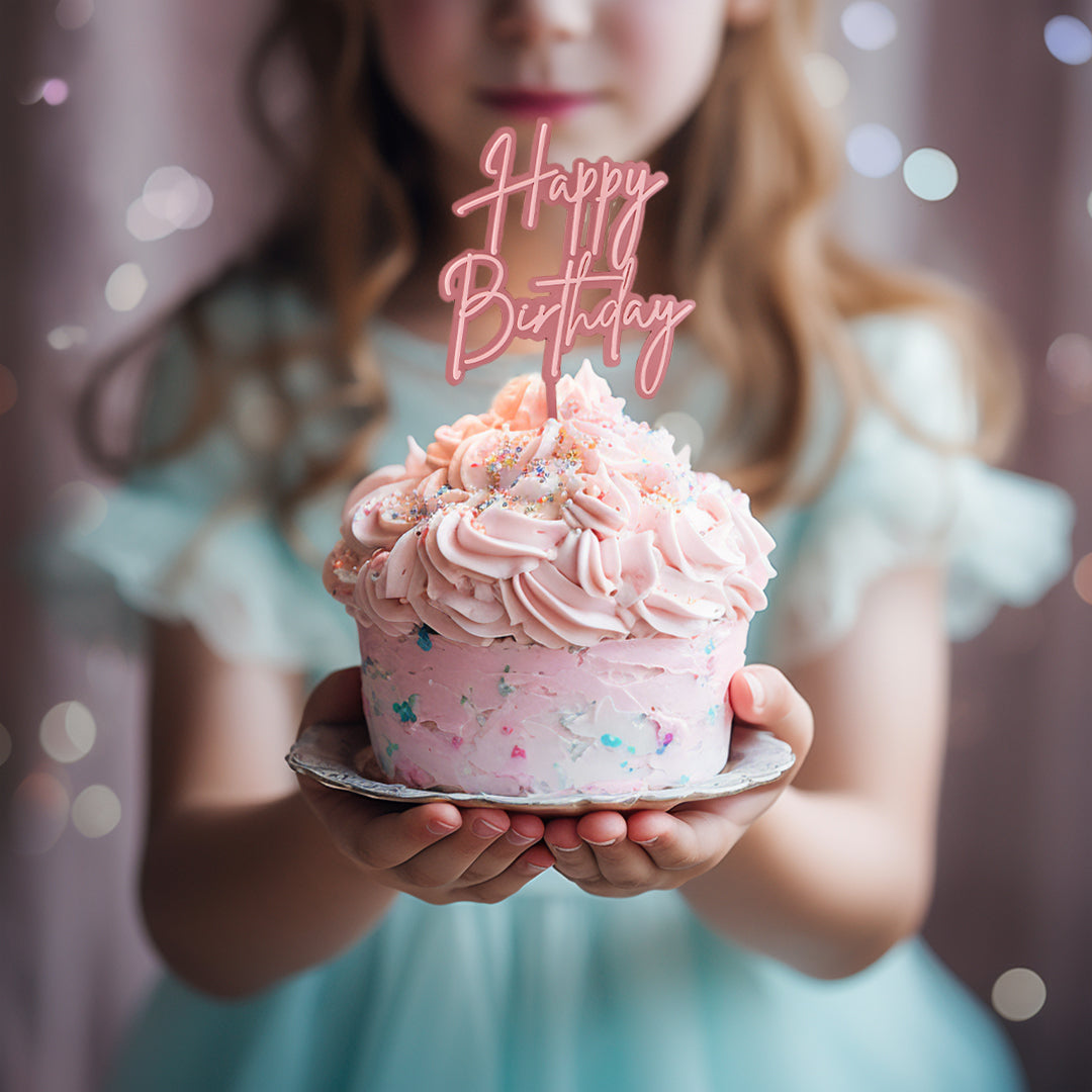 PINK OPAQUE / PINK Layered Cake Topper - HAPPY BIRTHDAY