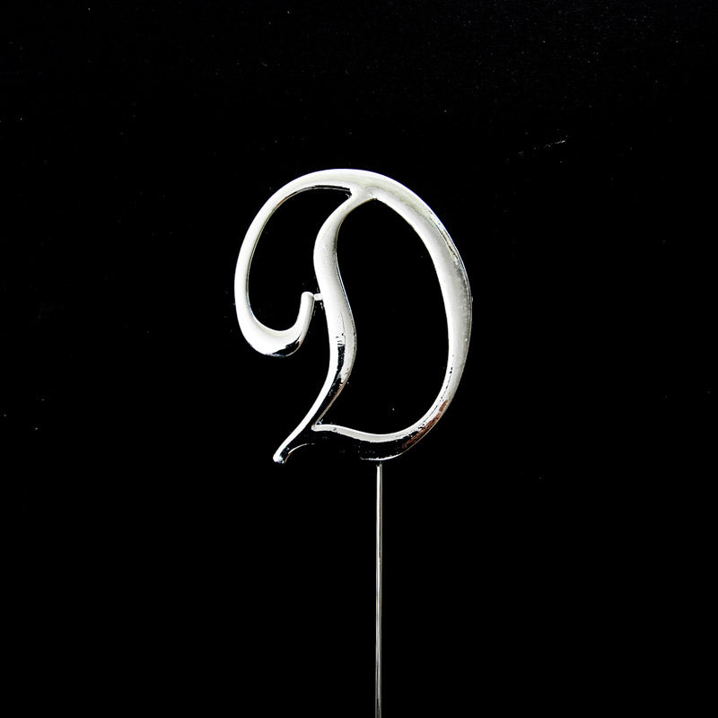 SILVER Cake Topper (7cm) - LETTER D