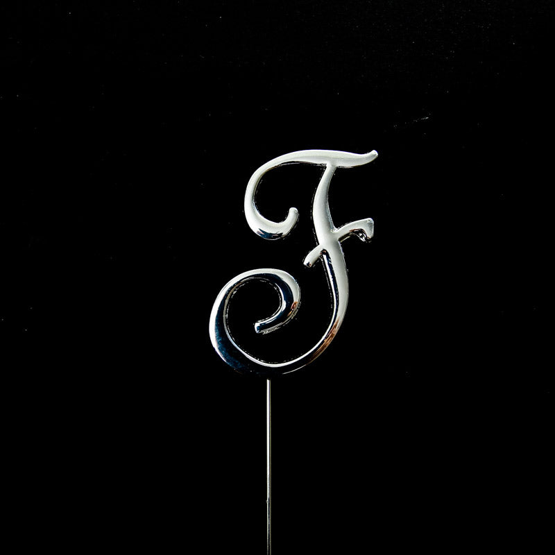SILVER Cake Topper (7cm) - LETTER F