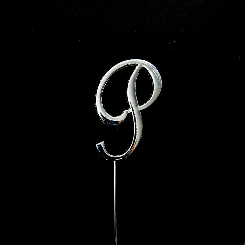 SILVER Cake Topper (7cm) - LETTER P