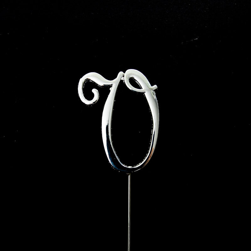 SILVER Cake Topper (7cm) - LETTER V