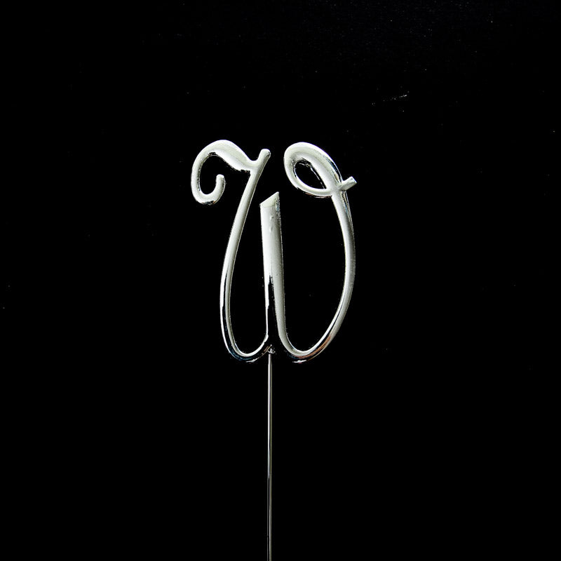 SILVER Cake Topper (7cm) - LETTER W
