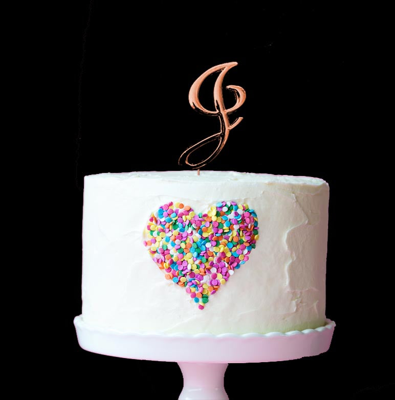 ROSE GOLD Cake Topper (7cm) - LETTER J