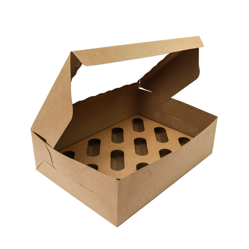 BROWN Cupcake Box with PVC Window (holds 12 cupcakes)