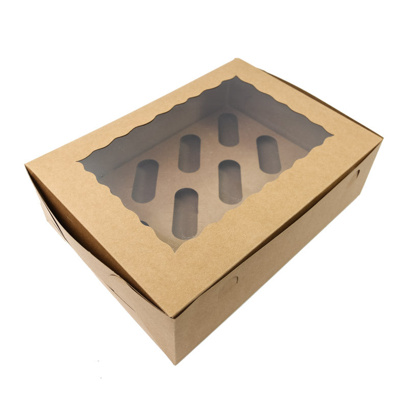 BROWN Cupcake Box with PVC Window (holds 12 cupcakes)