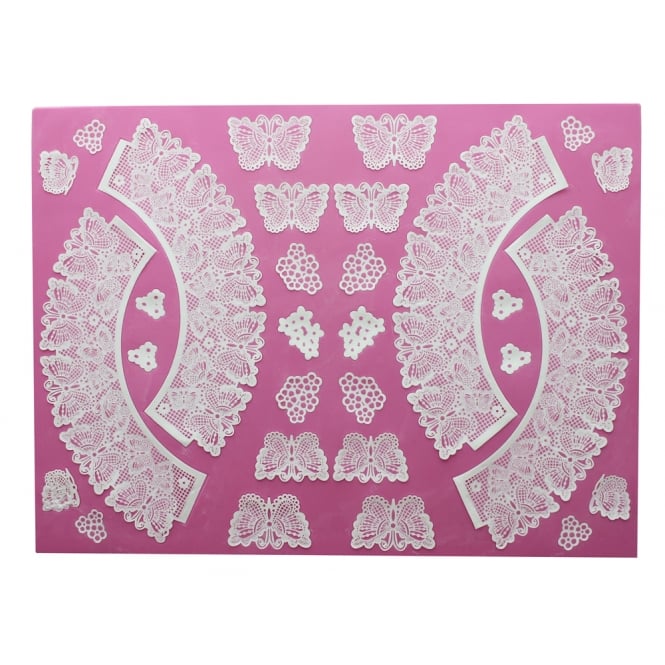 BUTTERFLIES CUPCAKE WRAPPER 3D Cake Lace Mat - by Claire Bowman