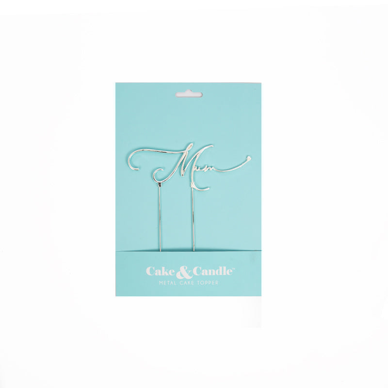 SILVER Metal Cake Topper - MUM