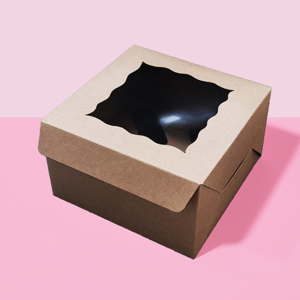 BROWN Cupcake Box with PVC Window (holds 4 cupcakes)