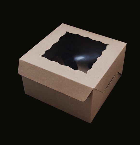 BROWN Cupcake Box with PVC Window (holds 4 cupcakes)