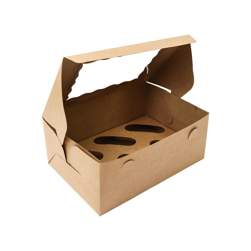 BROWN Cupcake Box with PVC Window (holds 6 cupcakes)