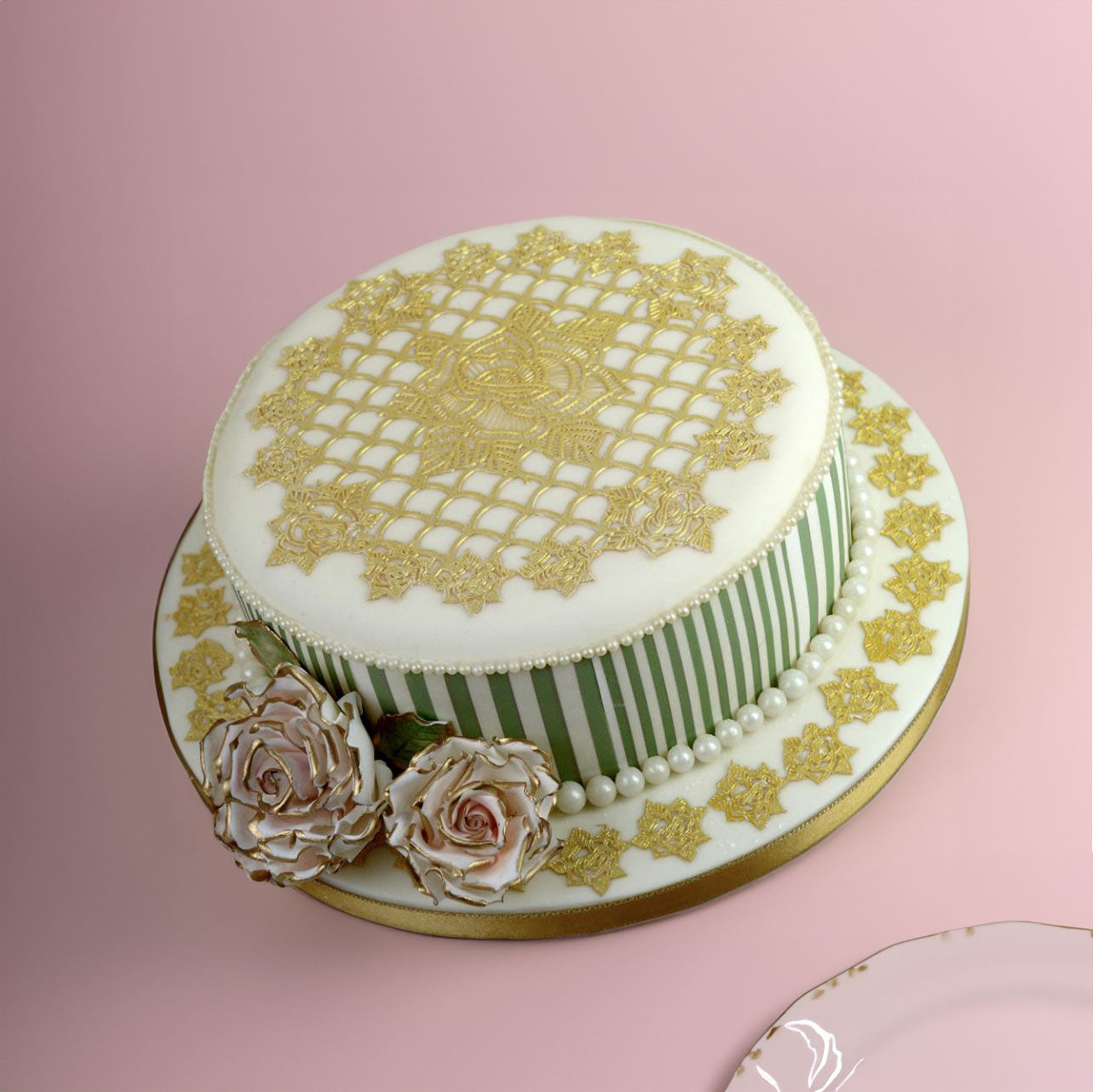 RING OF ROSES 3D Cake Lace Mat - by Claire Bowman