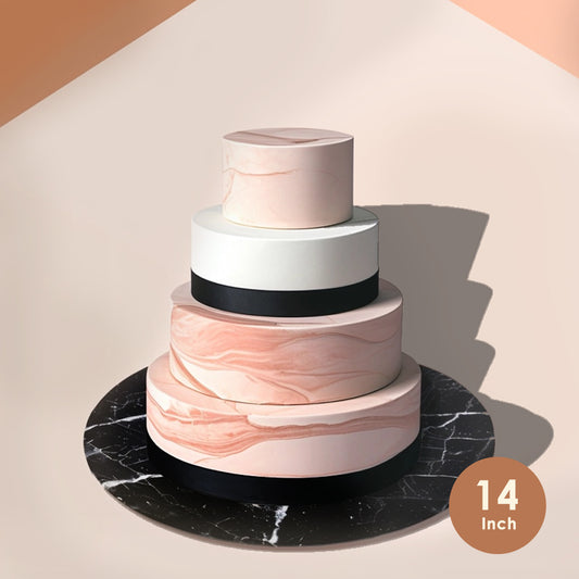 Food Presentation Board (BLACK MARBLE) - 14"" ROUND