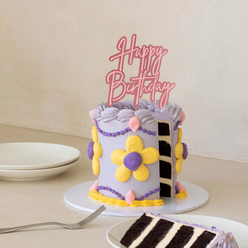 PINK OPAQUE / PINK Layered Cake Topper - HAPPY BIRTHDAY