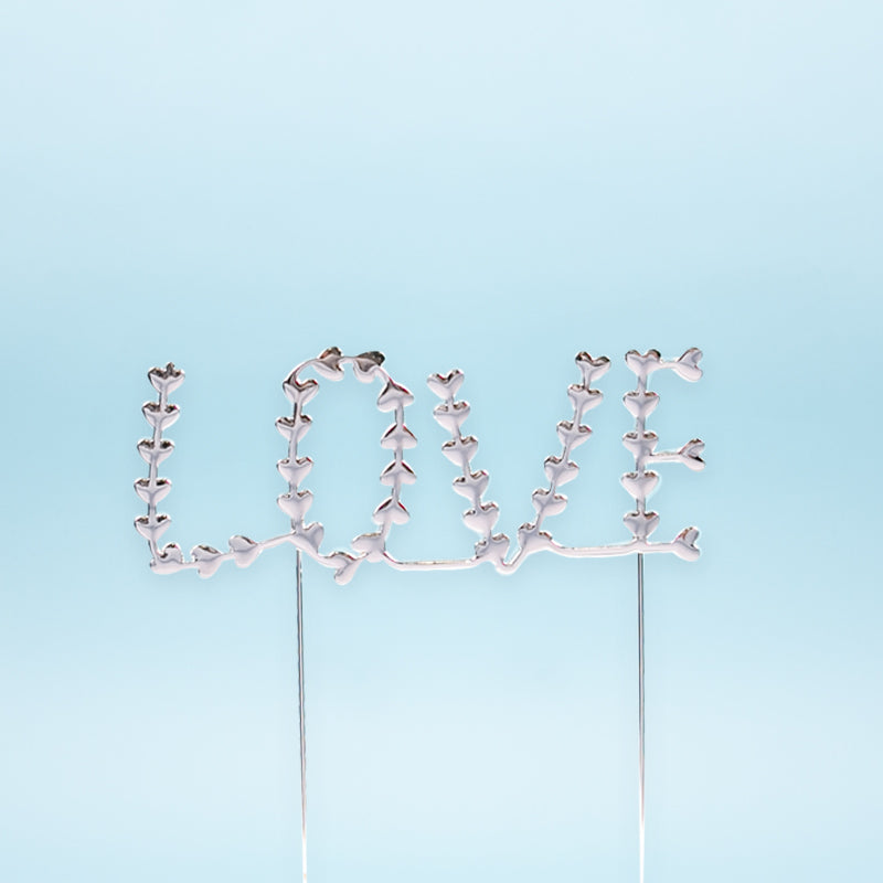 SILVER Metal Cake Topper - LOVE