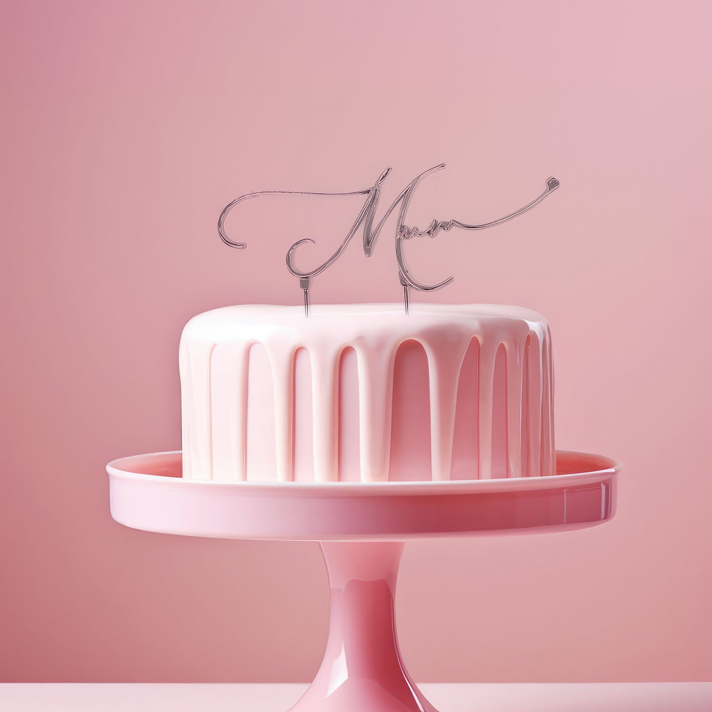 SILVER Metal Cake Topper - MUM