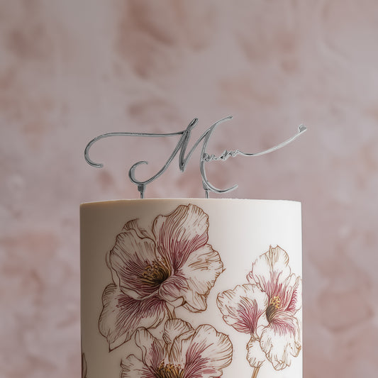 SILVER Metal Cake Topper - MUM