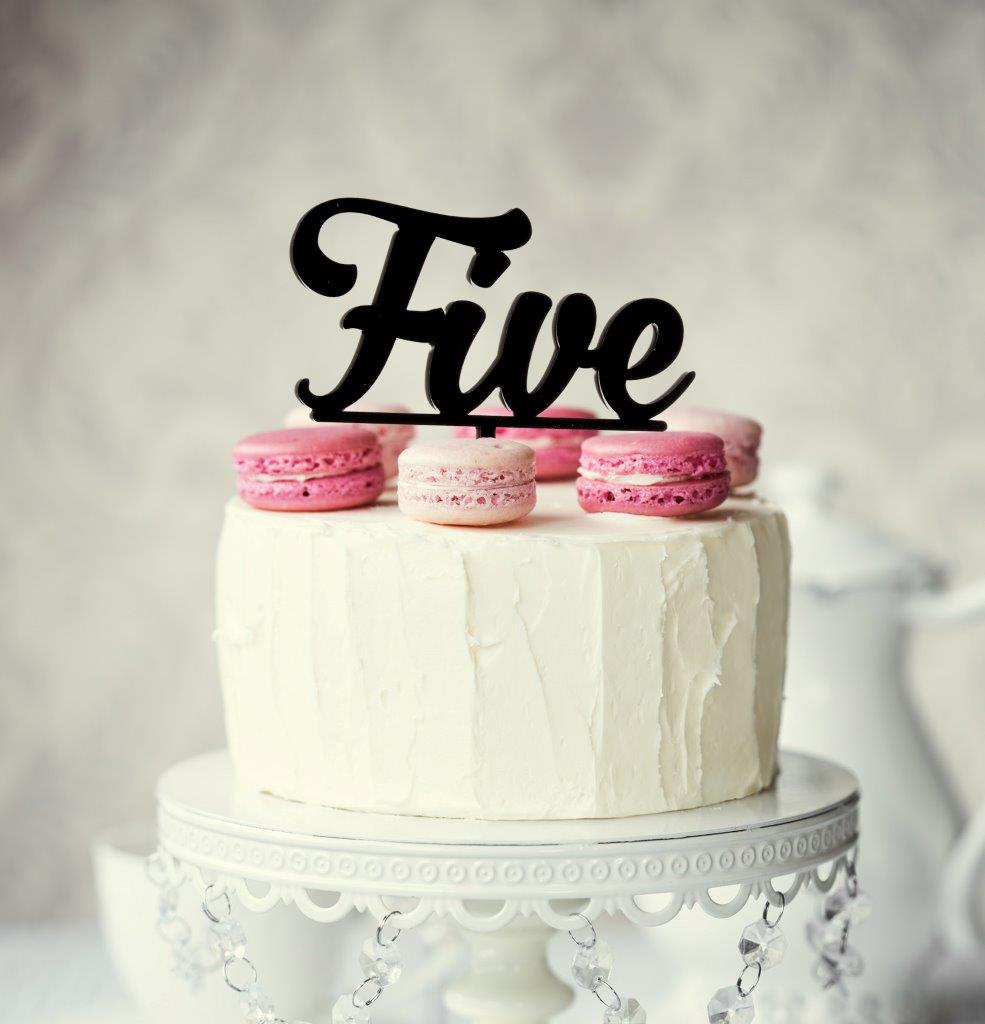 Number FIVE Cake Topper (Black)