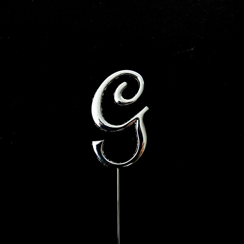 SILVER Cake Topper (7cm) - LETTER G